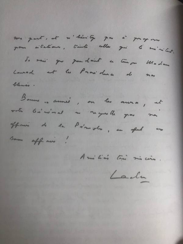 Seconde page manuscrite de la lettre, signée Leclerc.